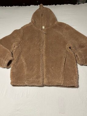 Cozy Hooded Teddy Jacket in Caramel Brown